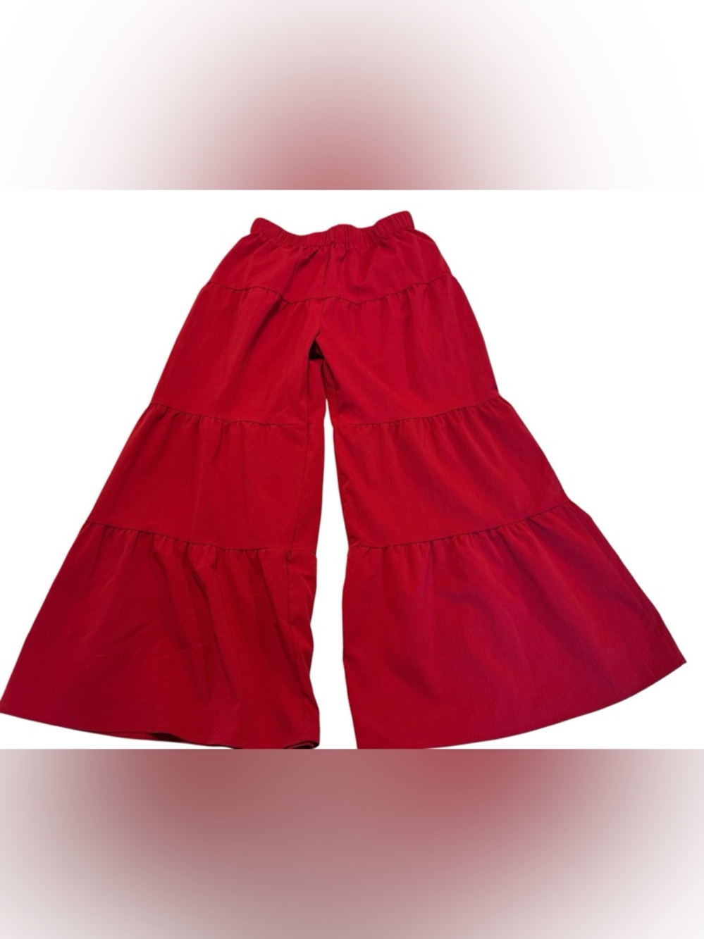 Red Tiered Wide-Leg Palazzo Pants